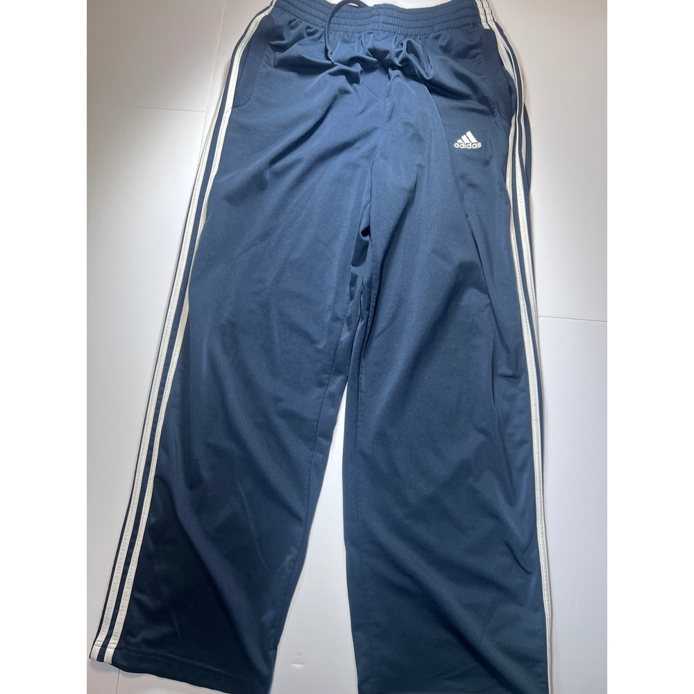 Vintage Adidas Y2K Navy Blue Wide Leg 3-Stripe Track Pants